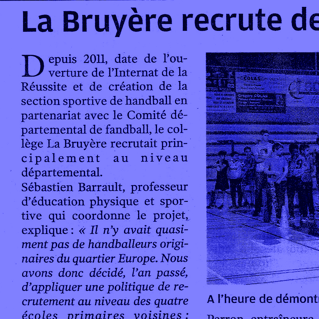Article de presse section sportive scolaire handball